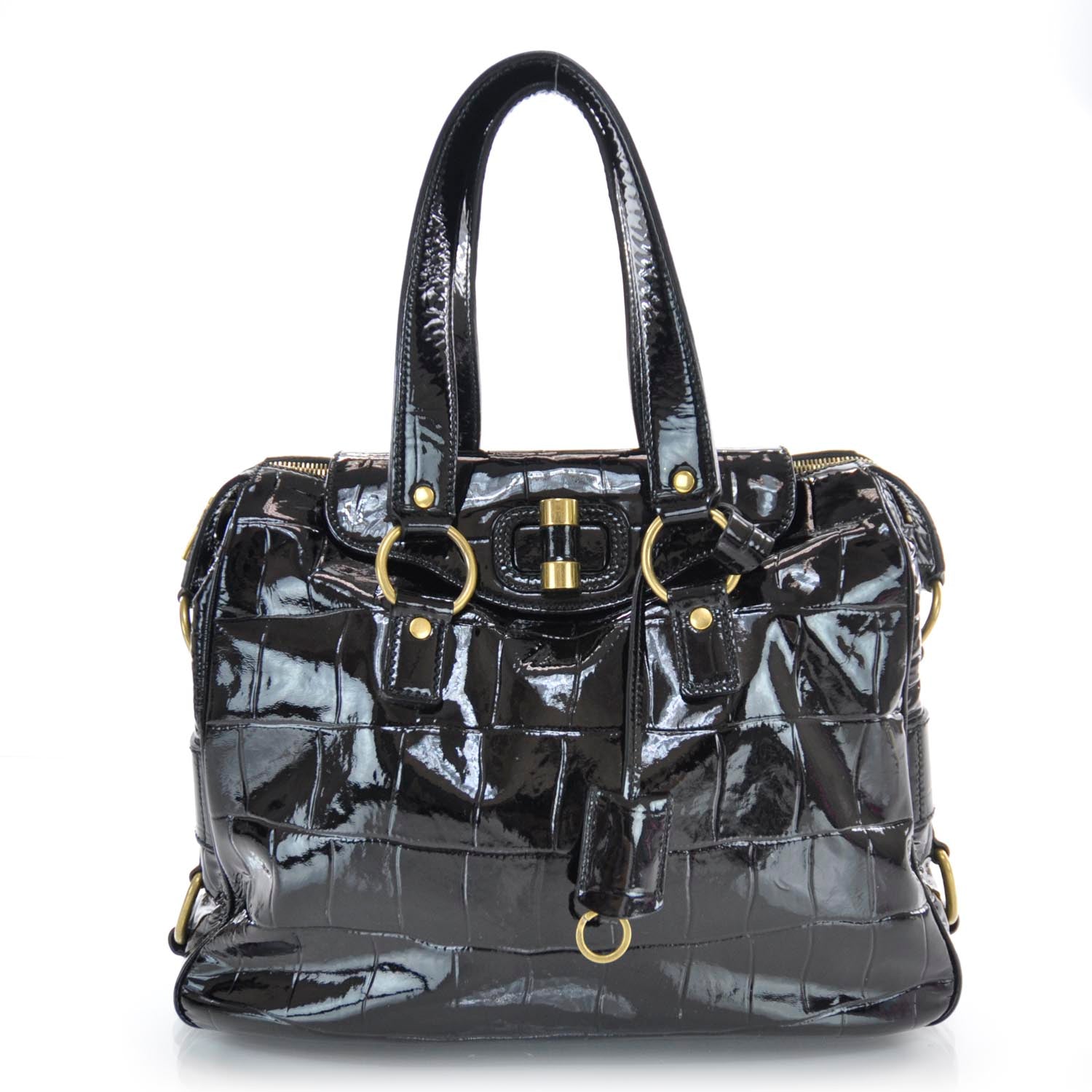 Saint Laurent Patent Croc Muse Messenger Black 1 of 8
