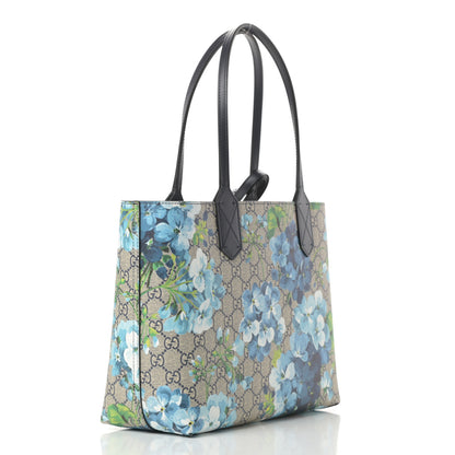 Gucci GG Supreme Monogram Blooms Small Reversible Tote Beige Blue Navy 4 of 15