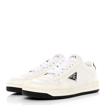 Prada Vitello Rois Triangle Womens Downtown Low Top 30mm Sneakers 36.5 White Black 3 of 14