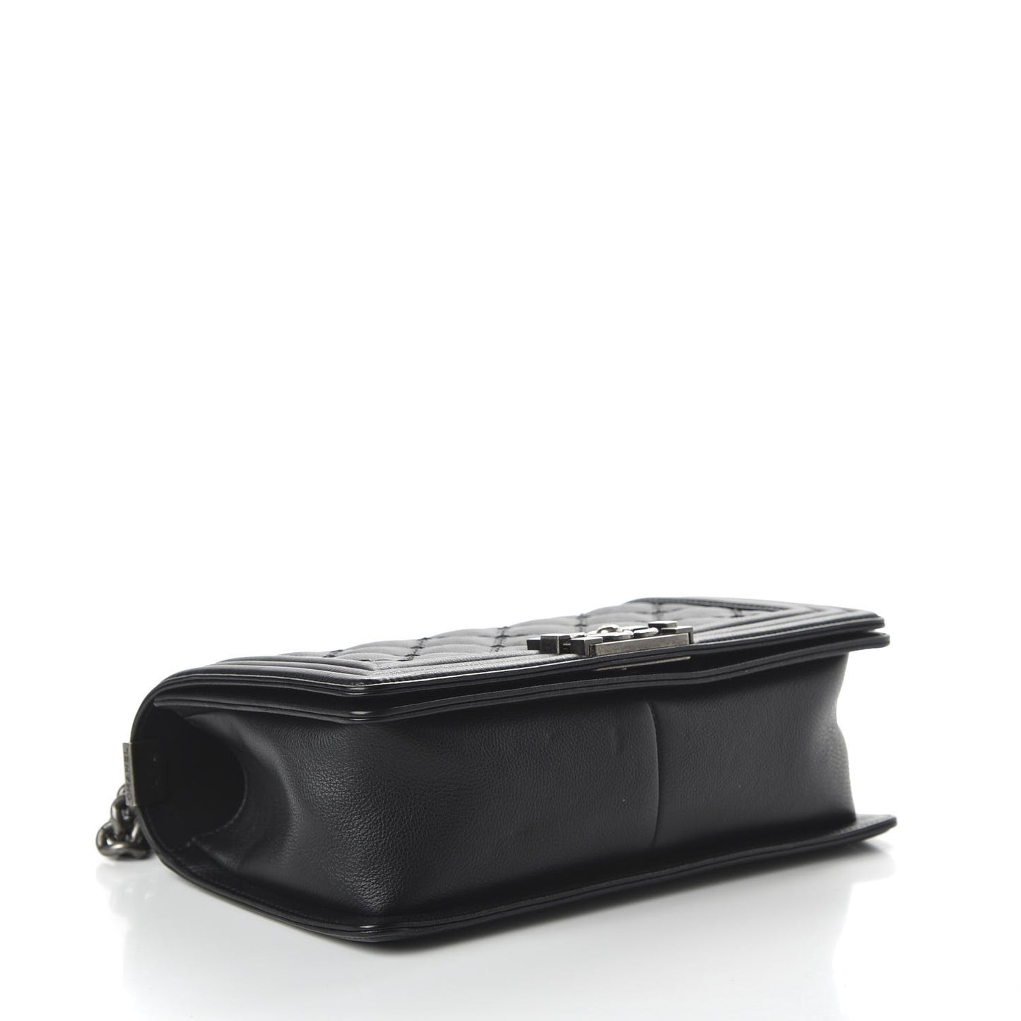 Calfskin Double Stitch Medium Boy Flap Black
