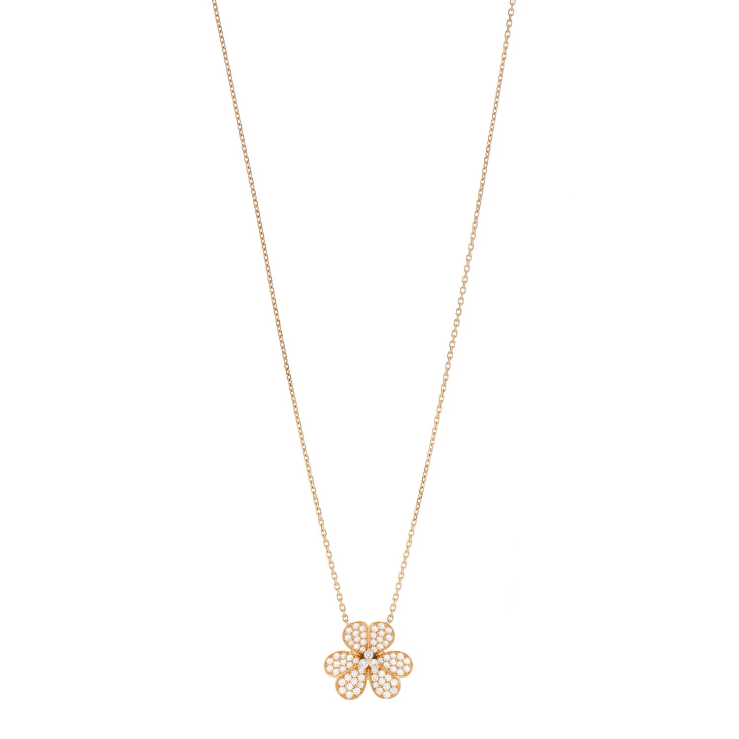 Van Cleef & Arpels 18K Yellow Gold Diamond Large Frivole Pendant Pave Necklace 1 of 6