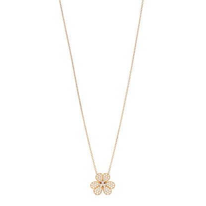 Van Cleef & Arpels 18K Yellow Gold Diamond Large Frivole Pendant Pave Necklace 1 of 6