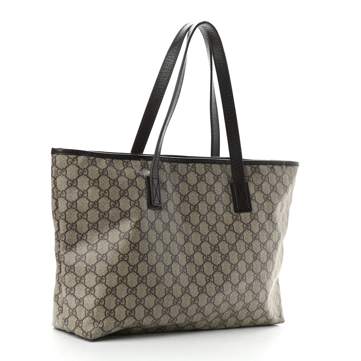 Gucci GG Supreme Monogram Medium Zippered Shopping Tote Dark Brown 3 of 11