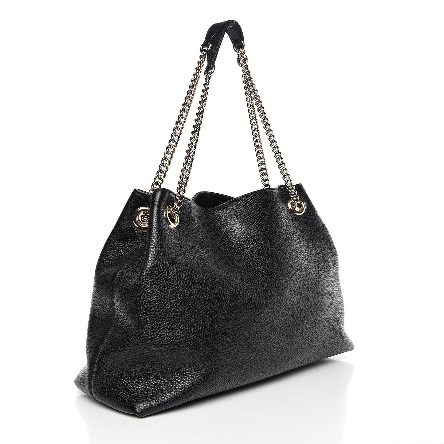Pebbled Calfskin Medium Soho Chain Shoulder Bag Black
