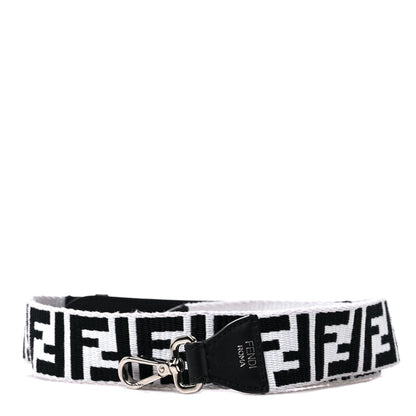 Fendi Canvas Calfskin FF 1974 Studded Strap You Black White 1 of 6