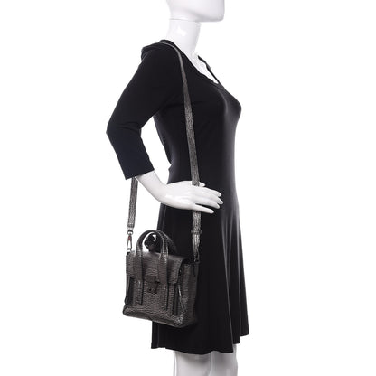 3.1 Phillip Lim 3.1 Textured Calfskin Mini Pashli Satchel Black Mauve 2 of 10