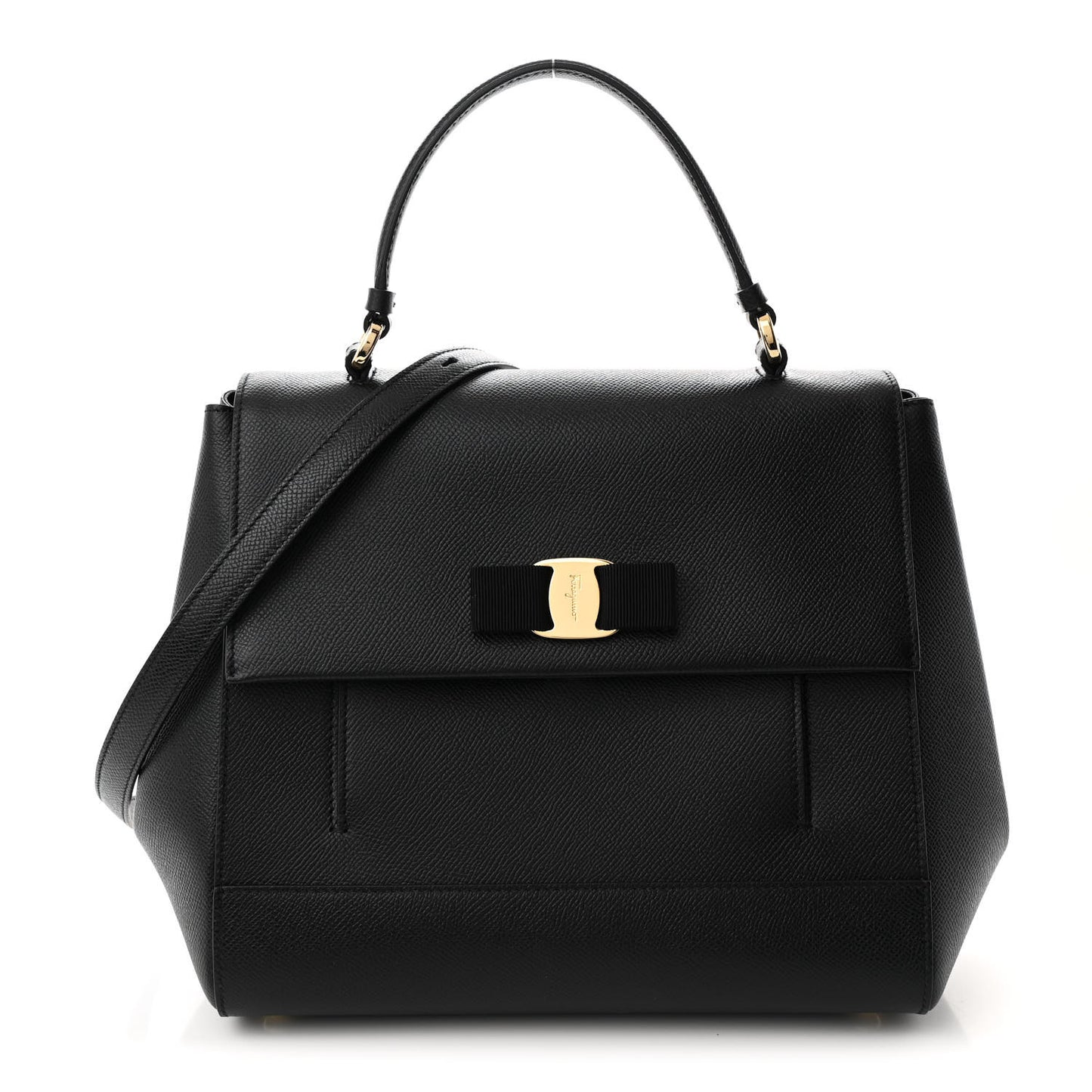 Pebbled Calfskin Carrie O Shoulder Bag Black