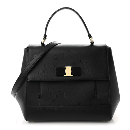 Salvatore Ferragamo Pebbled Calfskin Carrie O Shoulder Bag Black 1 of 10