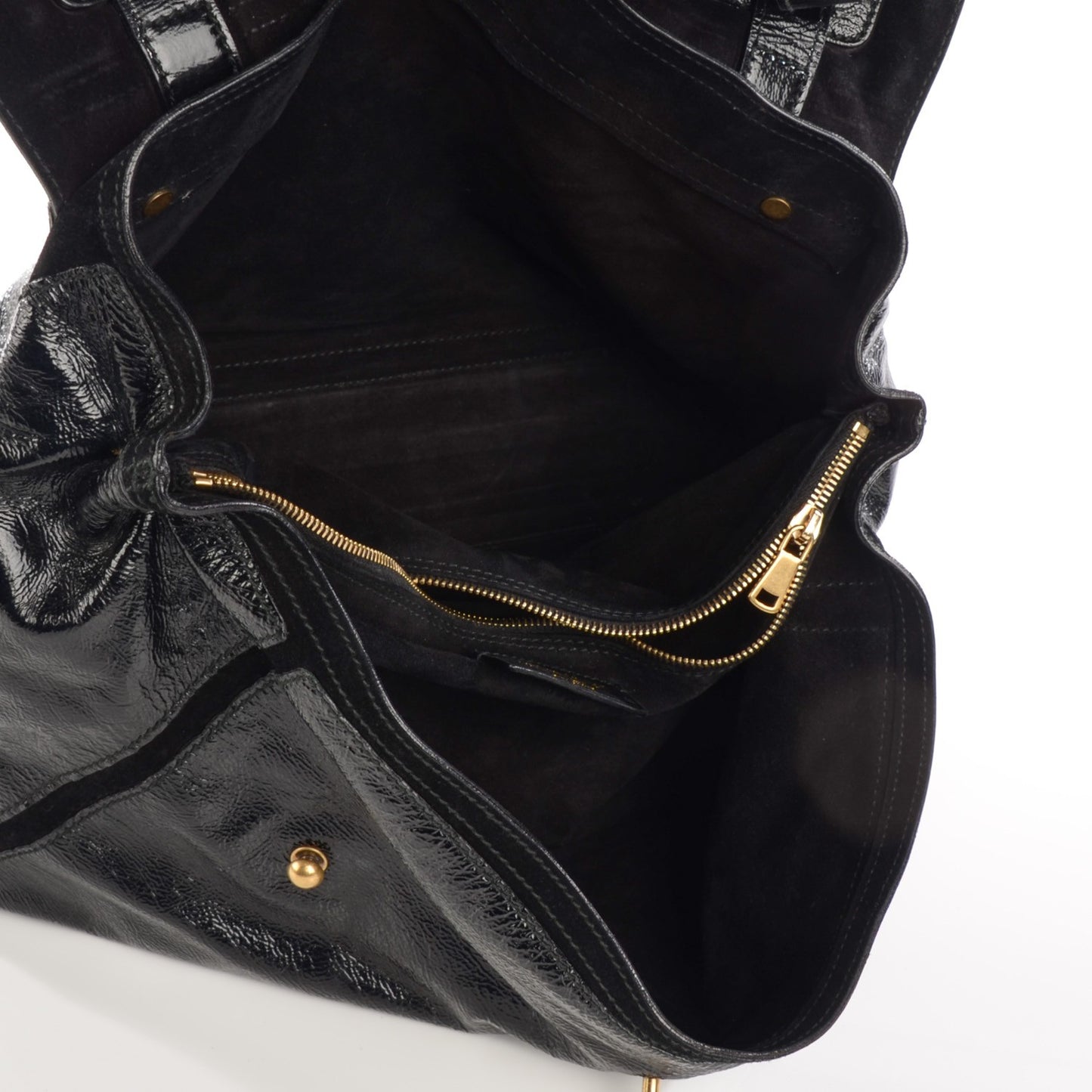 Patent Calfskin Large Muse Two Black