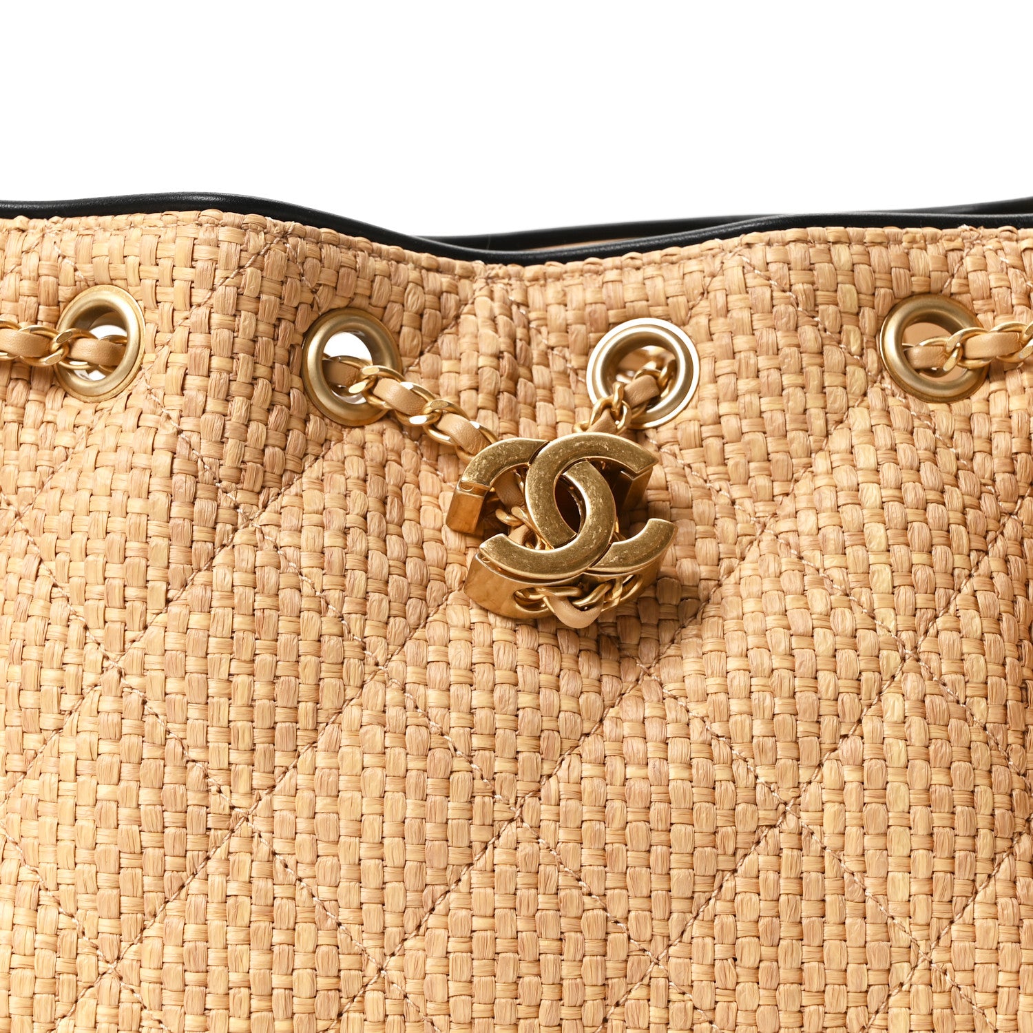 Chanel Braided Raffia Calfskin Quilted Mini Chanel 25 Handbag Beige Black 8 of 11