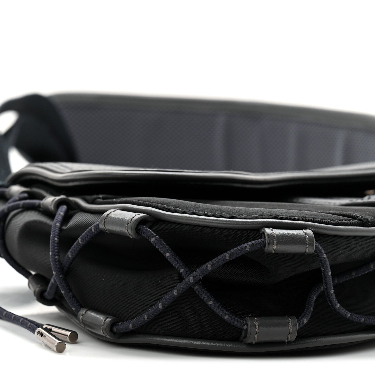 Christian Dior X SACAI Grained Calfskin Technical Fabric Mens Saddle Bag Black 9 of 10