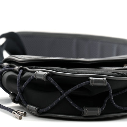 Christian Dior X SACAI Grained Calfskin Technical Fabric Mens Saddle Bag Black 9 of 10