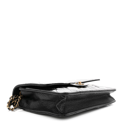 Chanel Patent Goatskin Quilted CC Eyelet Wallet On Chain WOC Black 4 of 11