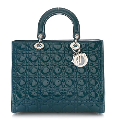 Christian Dior Patent Cannage Large Lady Dior Blue 1 of 10