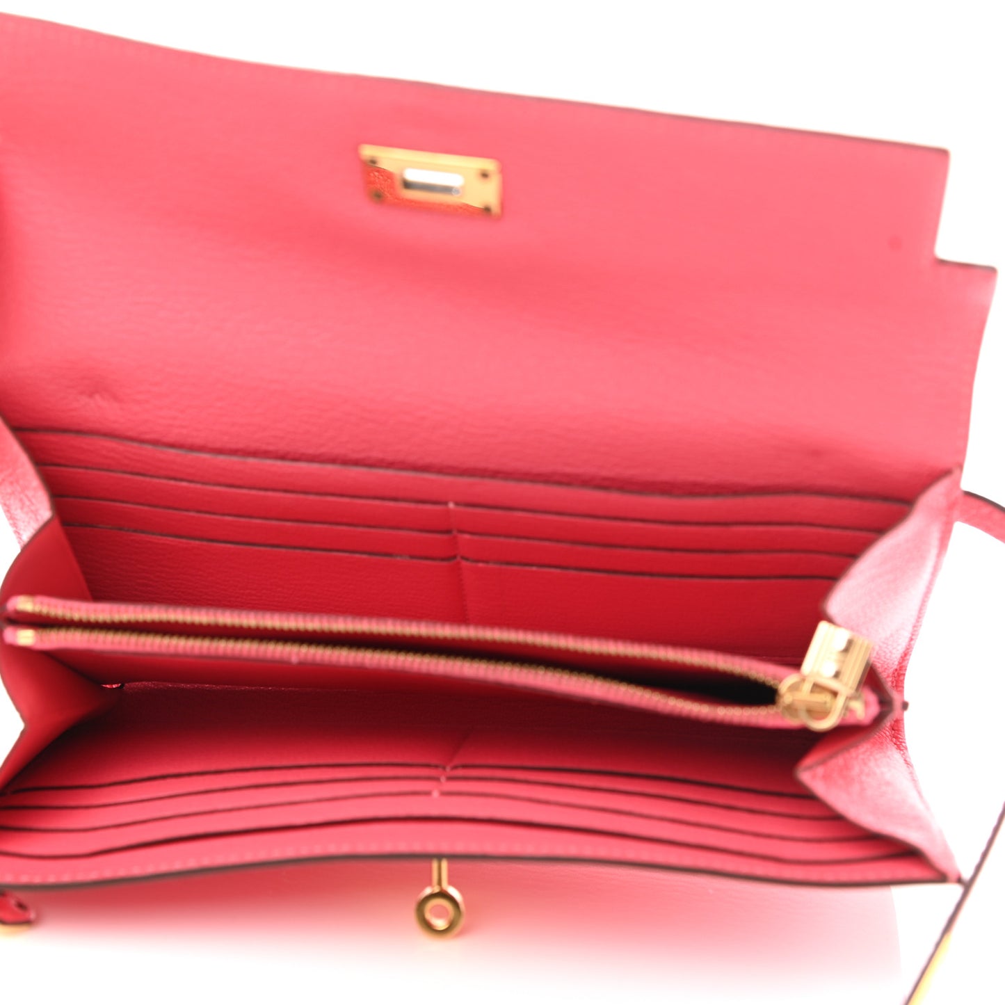 Chevre Mysore Kelly Longue Wallet Rose Lipstick