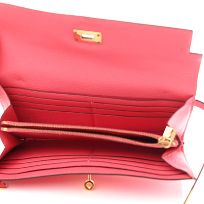 Hermes Chevre Mysore Kelly Longue Wallet Rose Lipstick 4 of 11