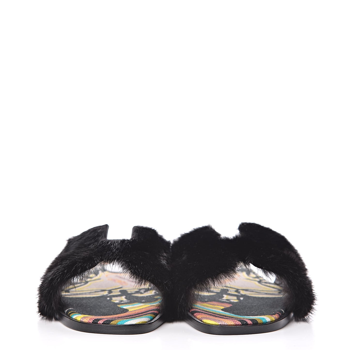 Mink Fur Oran Sandals 36 Black