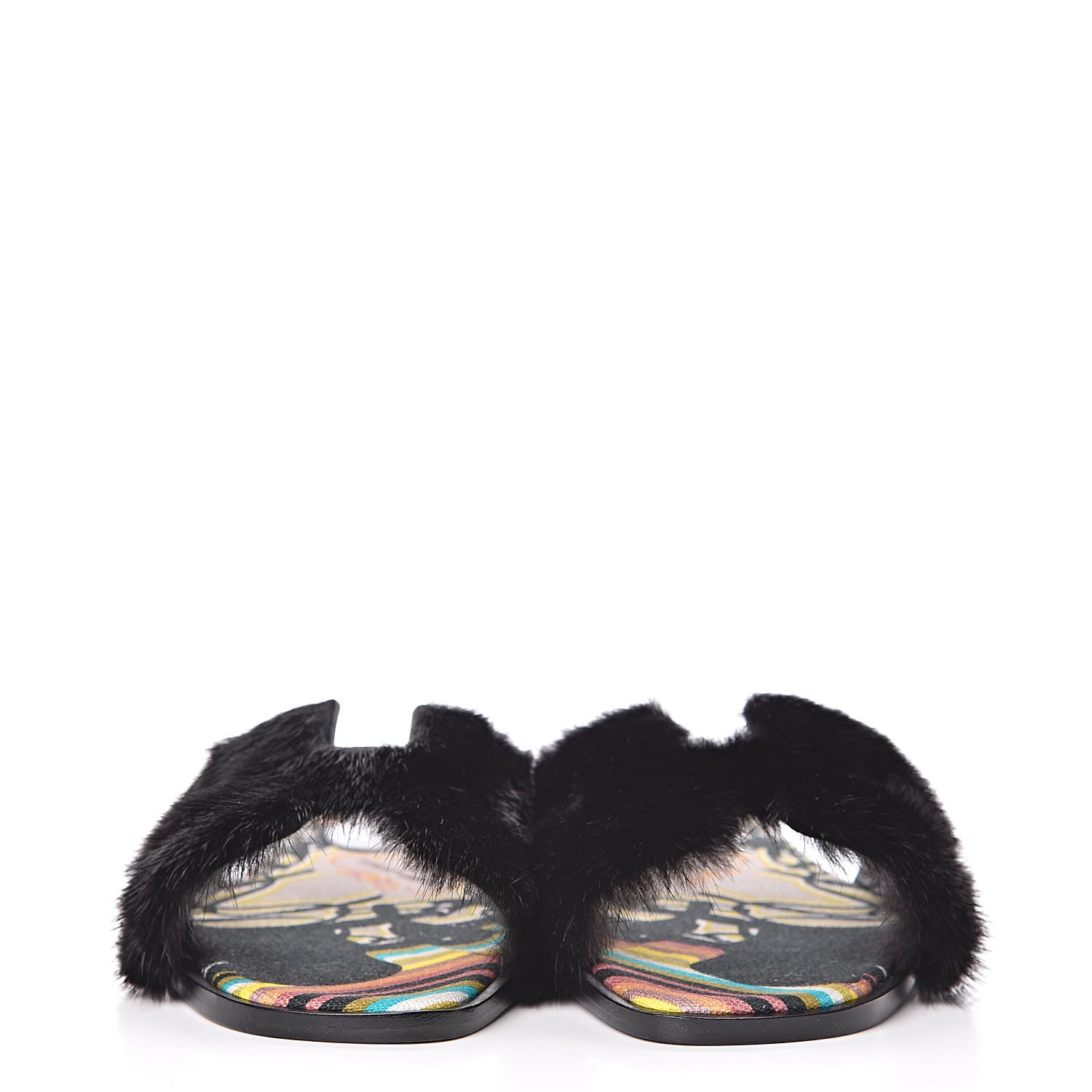 Hermes Mink Fur Oran Sandals 36 Black 2 of 9