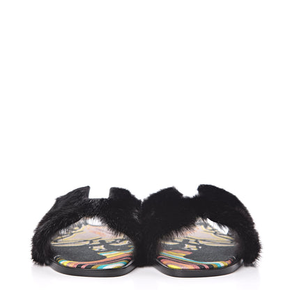 Hermes Mink Fur Oran Sandals 36 Black 2 of 9
