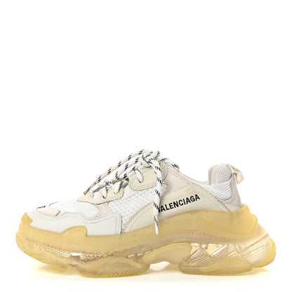 Balenciaga Fabric Mesh Clear Sole Womens Triple S Sneakers 37 White 1 of 8