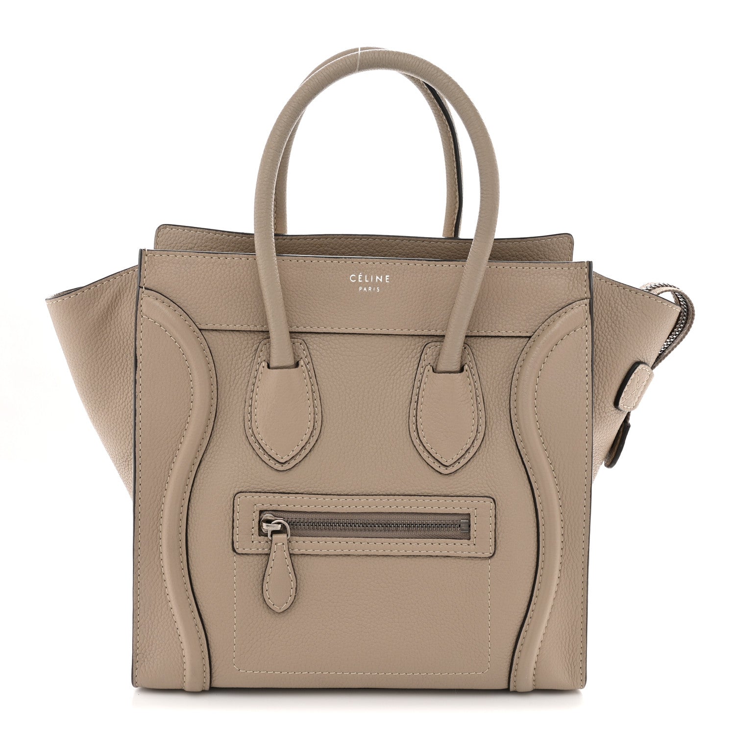 Celine Drummed Calfskin Micro Luggage  Dune 1 of 12