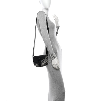 Christian Dior Grained Calfskin Oblique Saddle Messenger Black 2 of 12