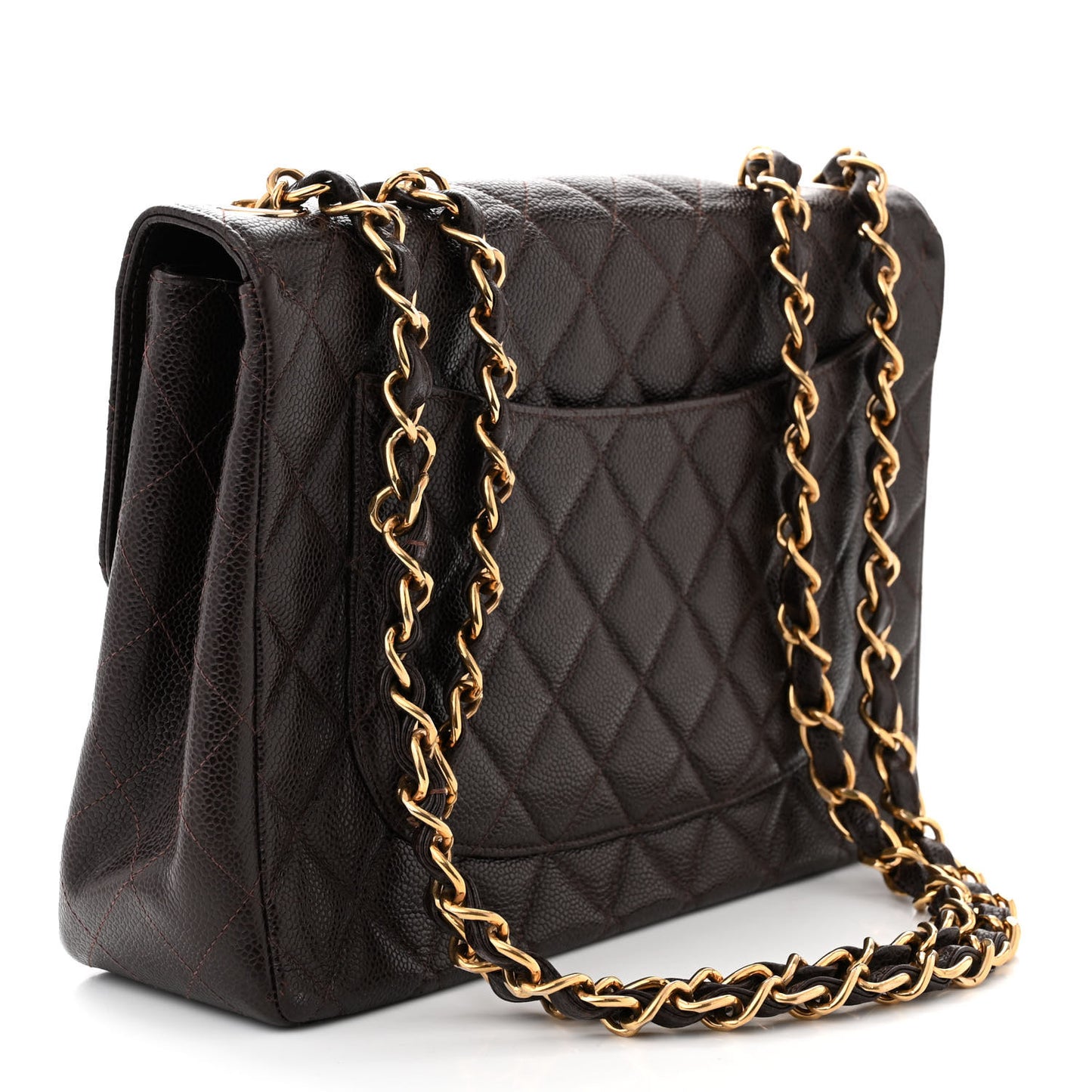 Caviar Quilted Jumbo Single Flap Brown