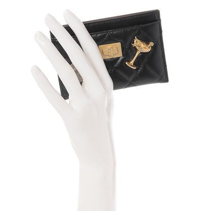 Chanel Aged Calfskin Lucky Charms Reissue Card Holder Black 2 of 9
