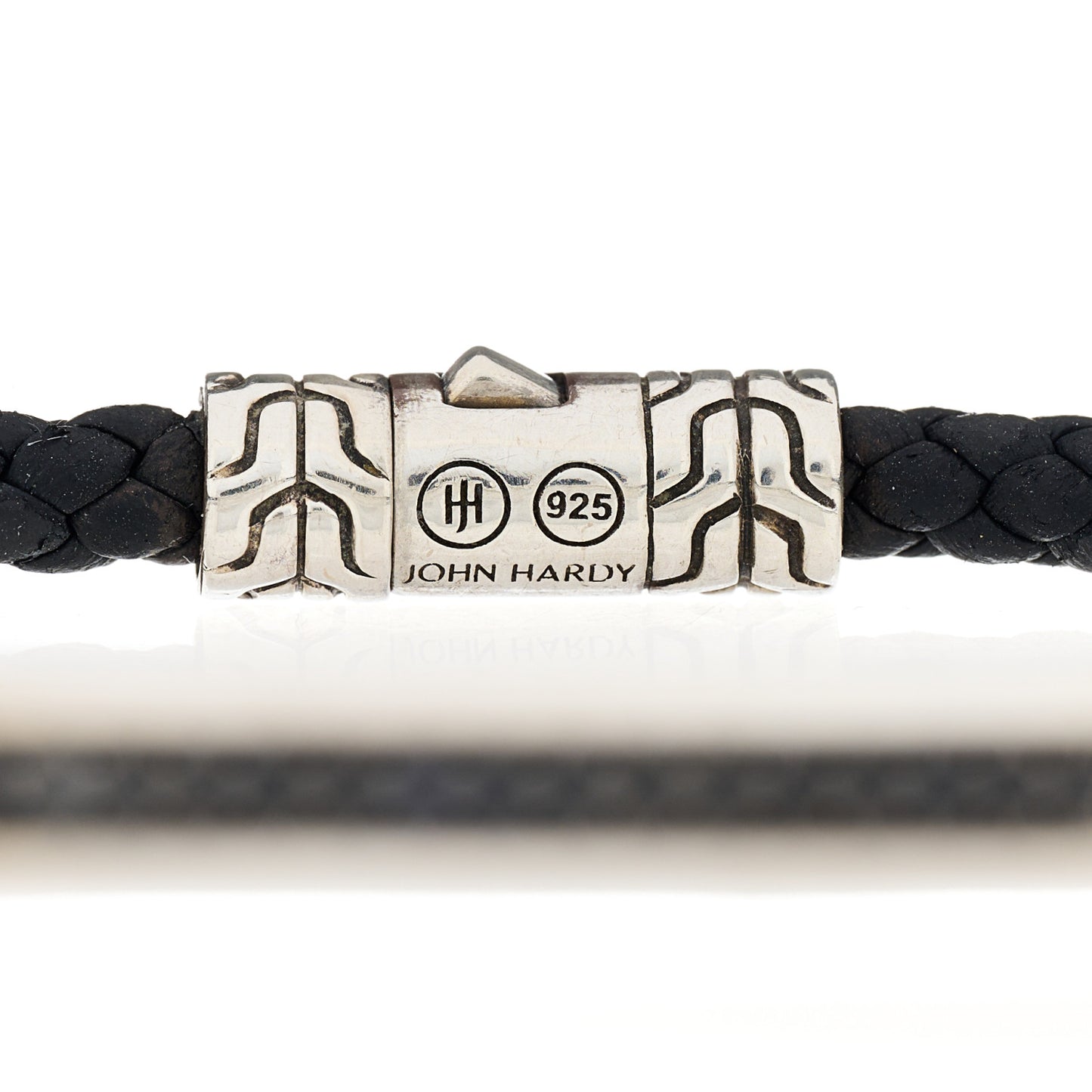 Sterling Silver Leather Black Sapphire Classic Chain Station Bracelet Black