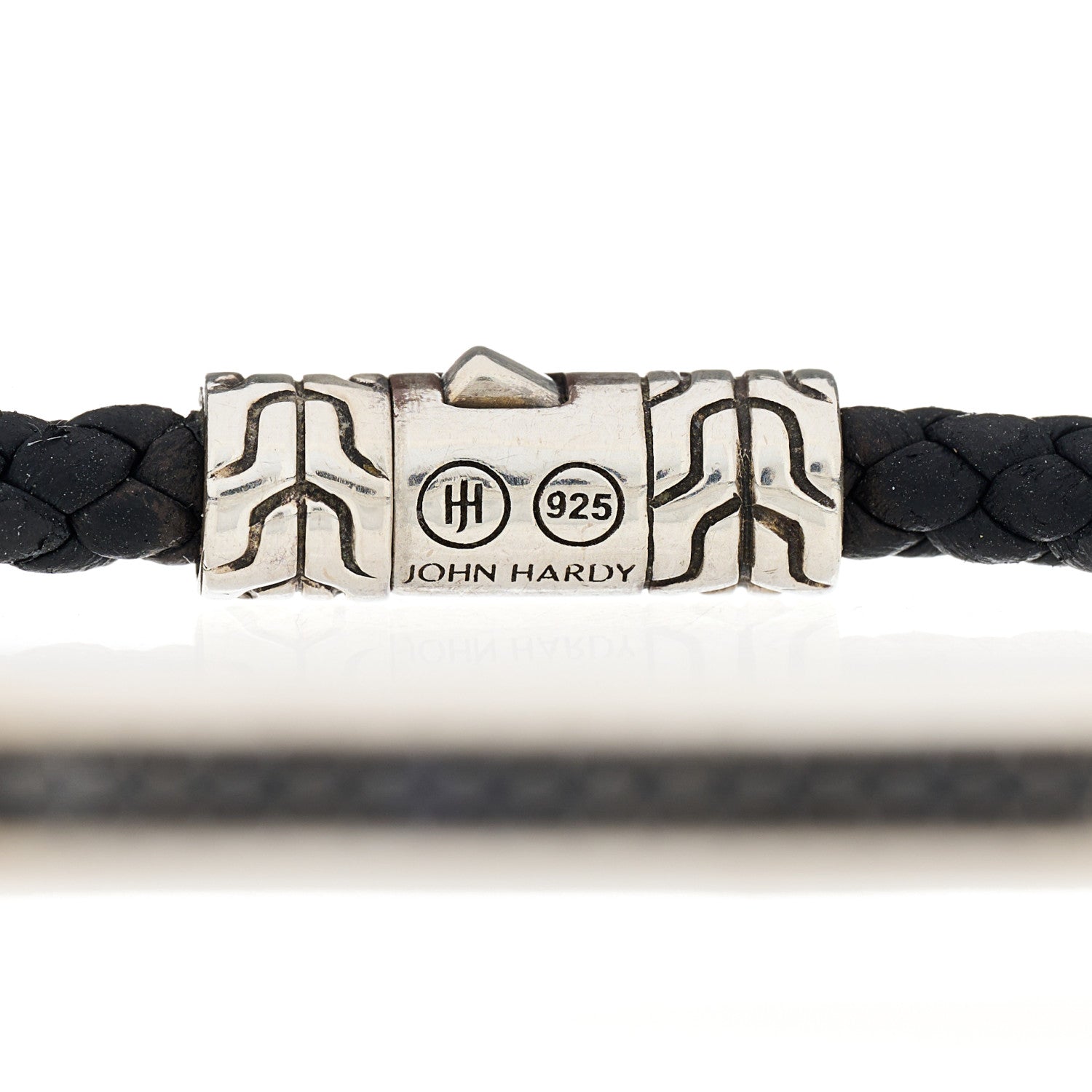 John Hardy Sterling Silver Leather Black Sapphire Classic Chain Station Bracelet Black 3 of 3