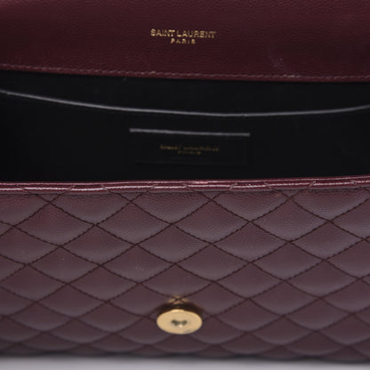 Saint Laurent Grain De Poudre Textured Mixed Matelasse Medium Triquilt Monogram Satchel Rouge Legion 7 of 12