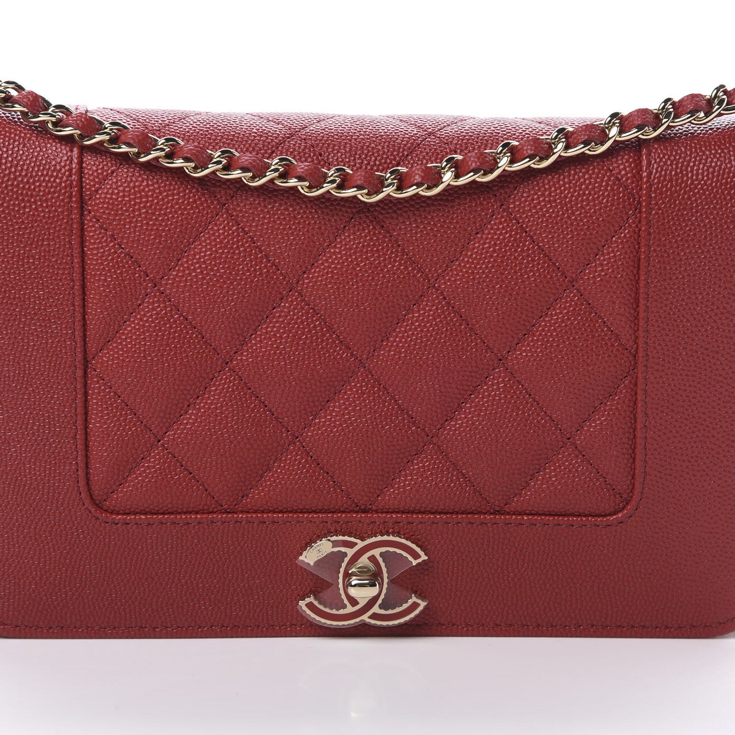 Caviar Quilted Vintage Mademoiselle Wallet On Chain WOC Red