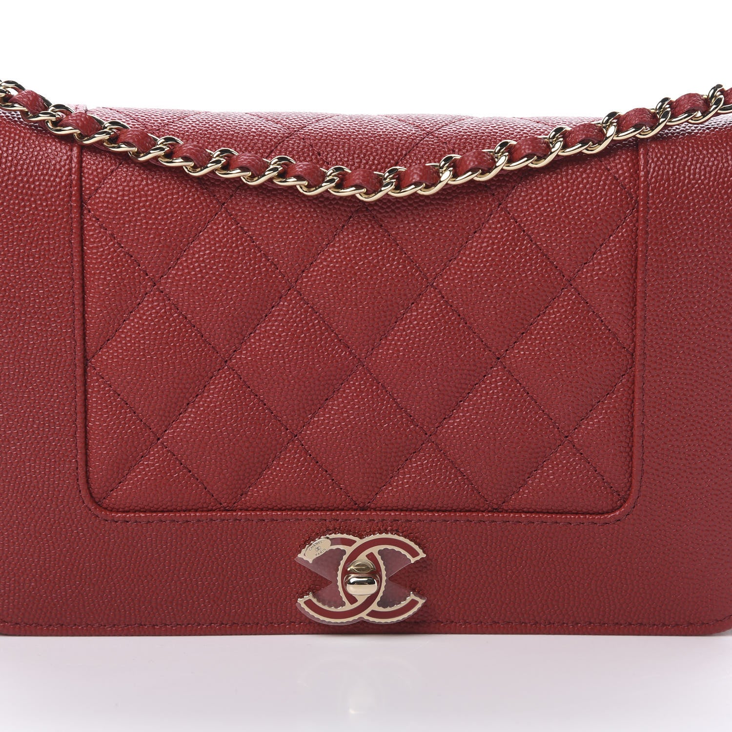 Chanel Caviar Quilted Vintage Mademoiselle Wallet On Chain WOC Red 9 of 14