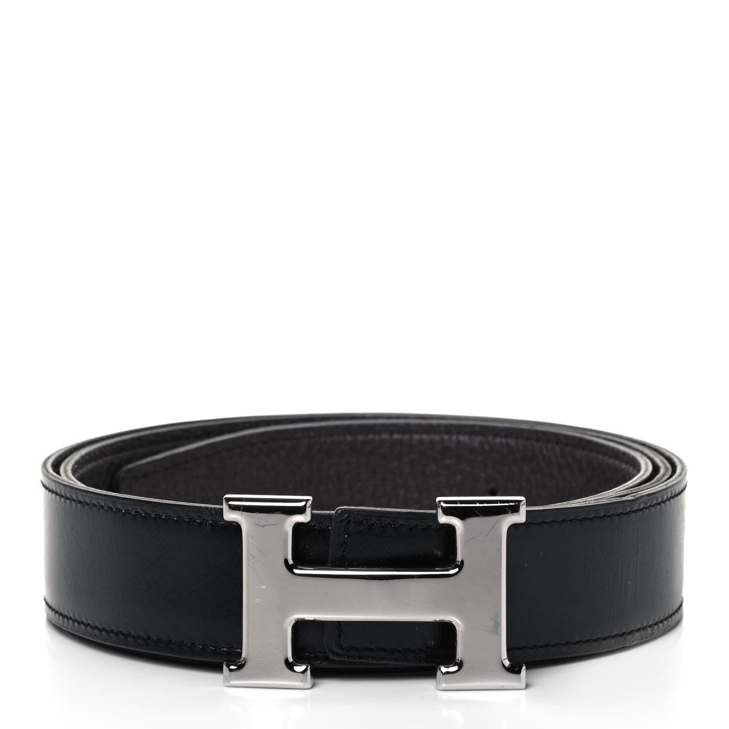 Hermes Box Togo 32mm H Belt 95 Black Chocolate 1 of 4