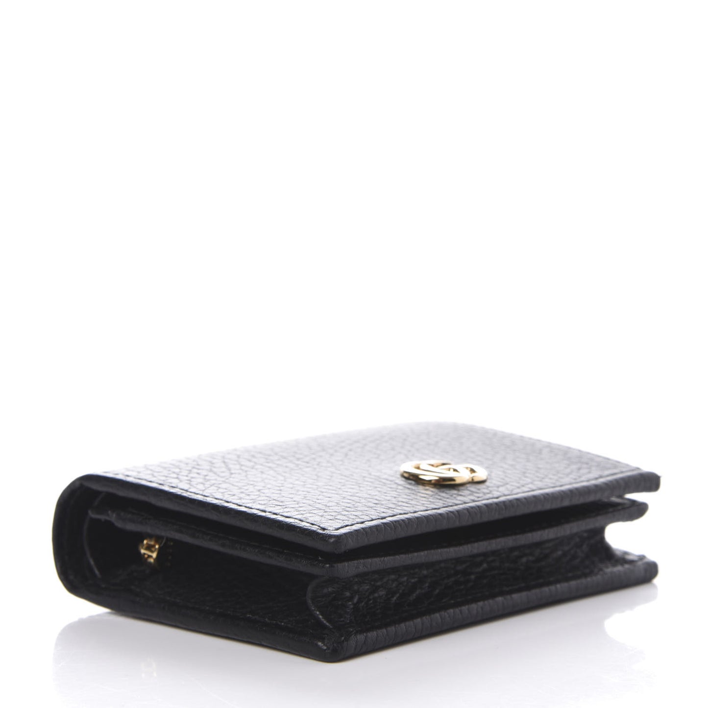Pebbled Calfskin GG Marmont Card Case Black