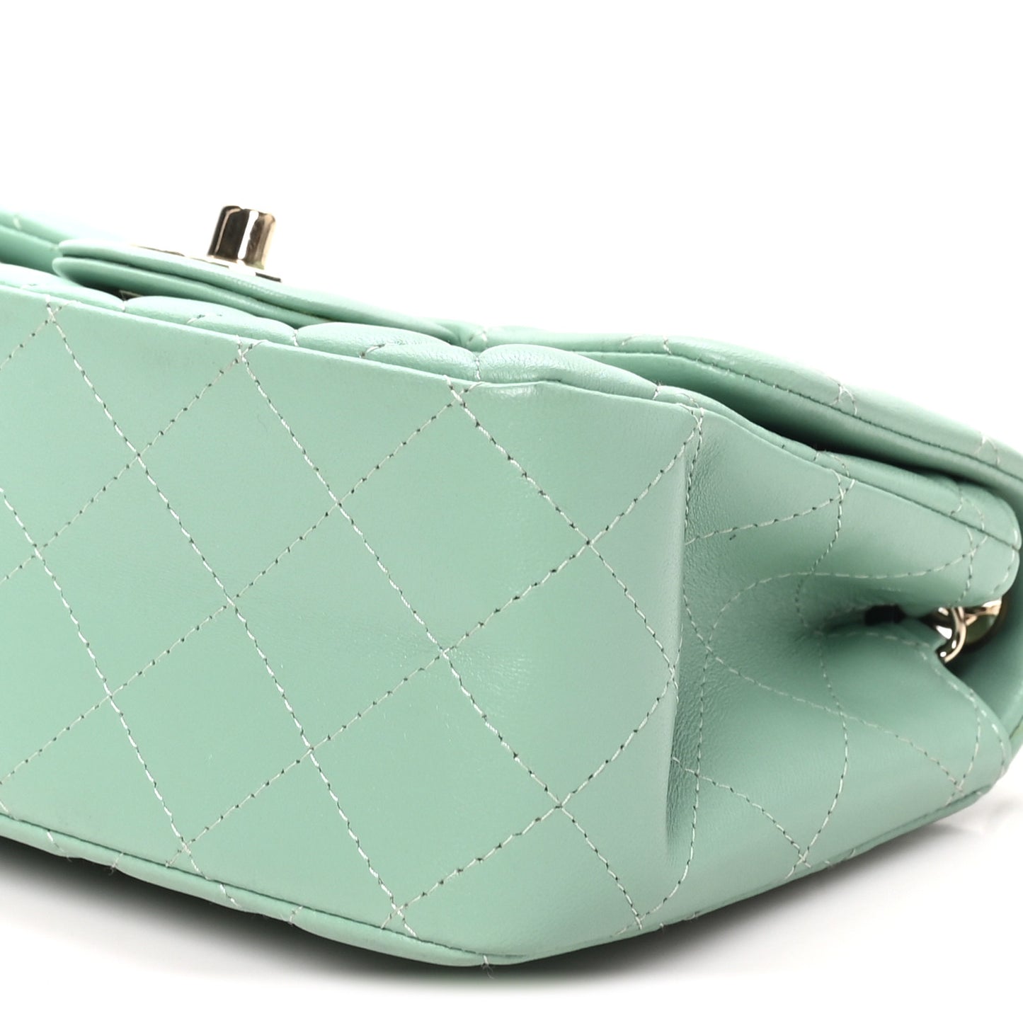 Lambskin Quilted Mini Square Flap Light Green