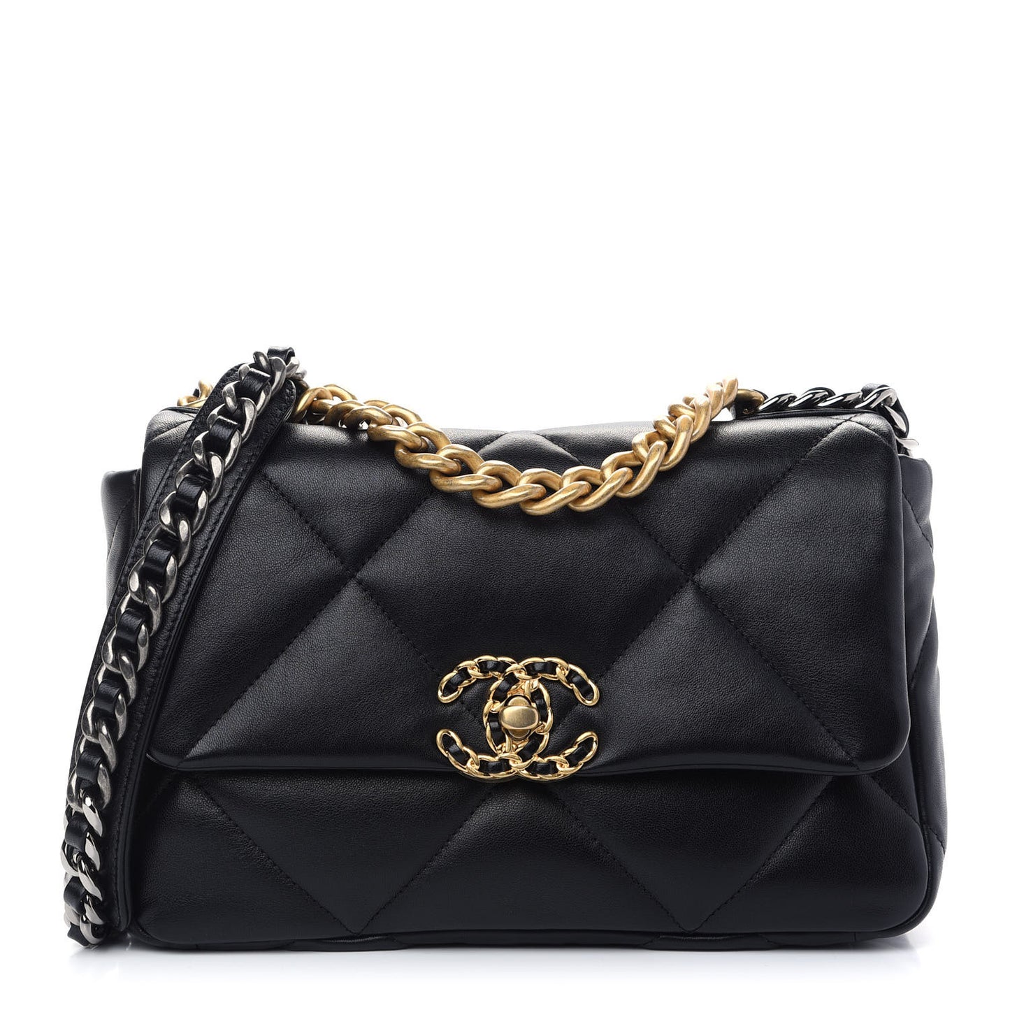 Lambskin Quilted Medium Chanel 19 Flap Black