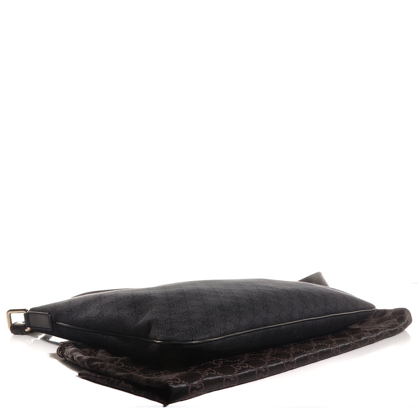 Denim Monogram Flat Messenger Bag Black