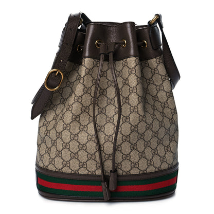 Gucci GG Supreme Monogram Web Ophidia Bucket Bag Brown 1 of 9