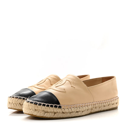 Chanel Lambskin CC Espadrilles 39 Beige Black 4 of 9