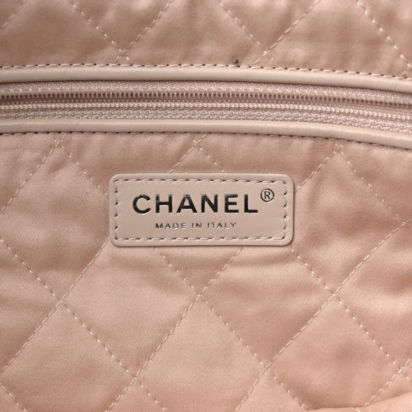 Shiny Calfskin Quilted Chanel 22 Light Beige
