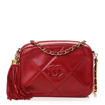Chanel Lambskin Quilted Tassel Camera Case Red 1 of 9