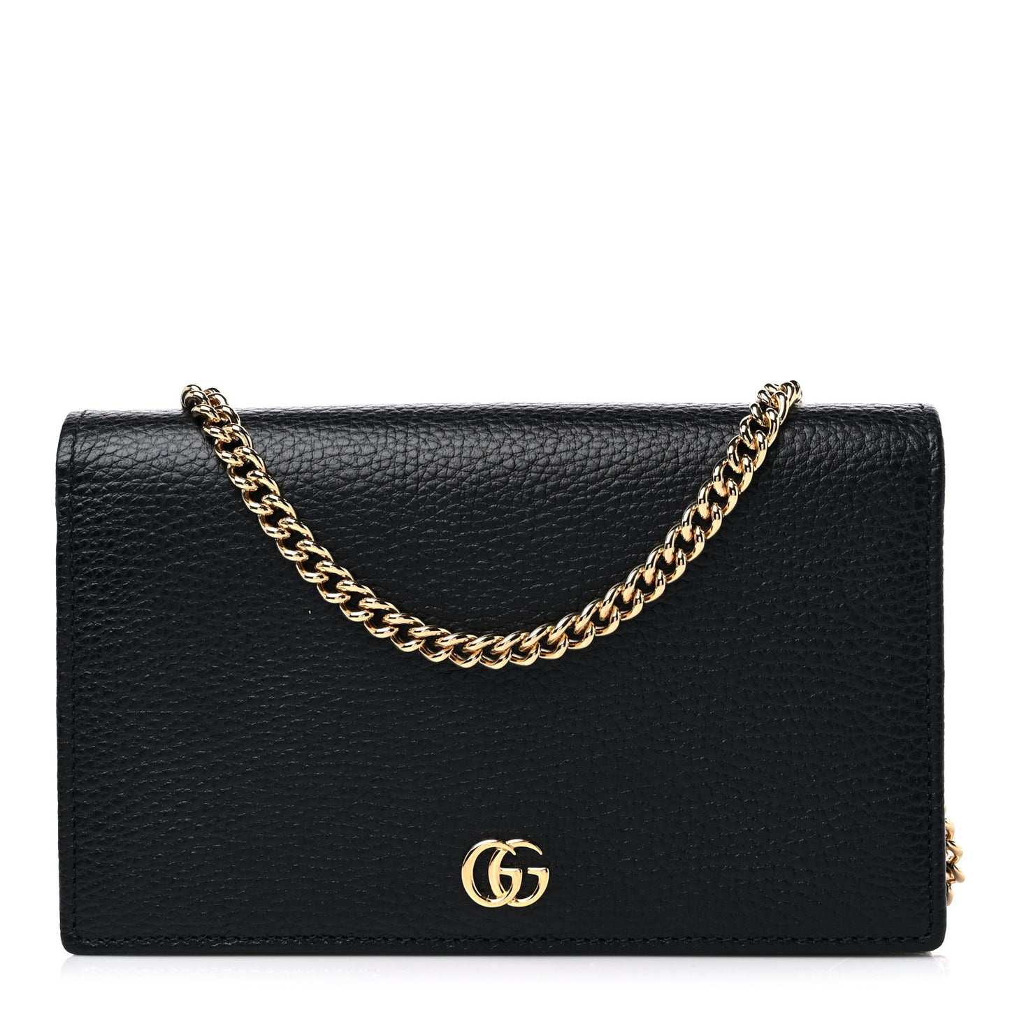 Calfskin Mini GG Marmont Chain Wallet Black