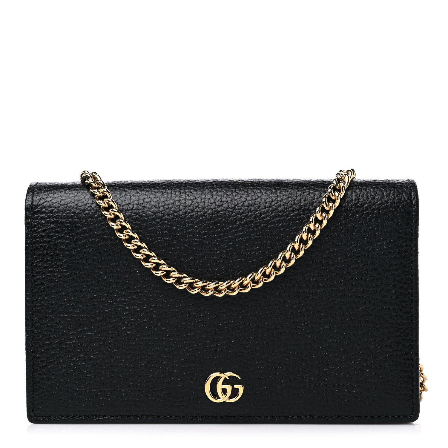 Gucci Calfskin Mini GG Marmont Chain Wallet Black 1 of 10