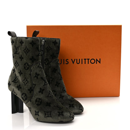 Louis Vuitton Velvet Monogram Silhouette Ankle Boots 37 Black Green 8 of 8