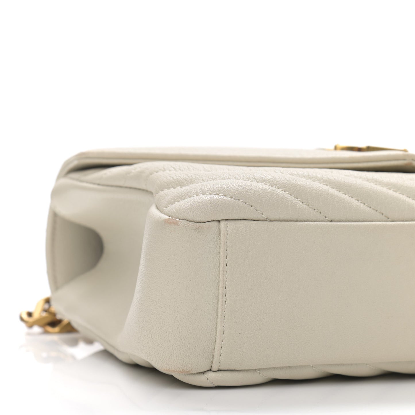 Sheepskin Matelasse Chevron Monogram Medium College Bag Crema Soft