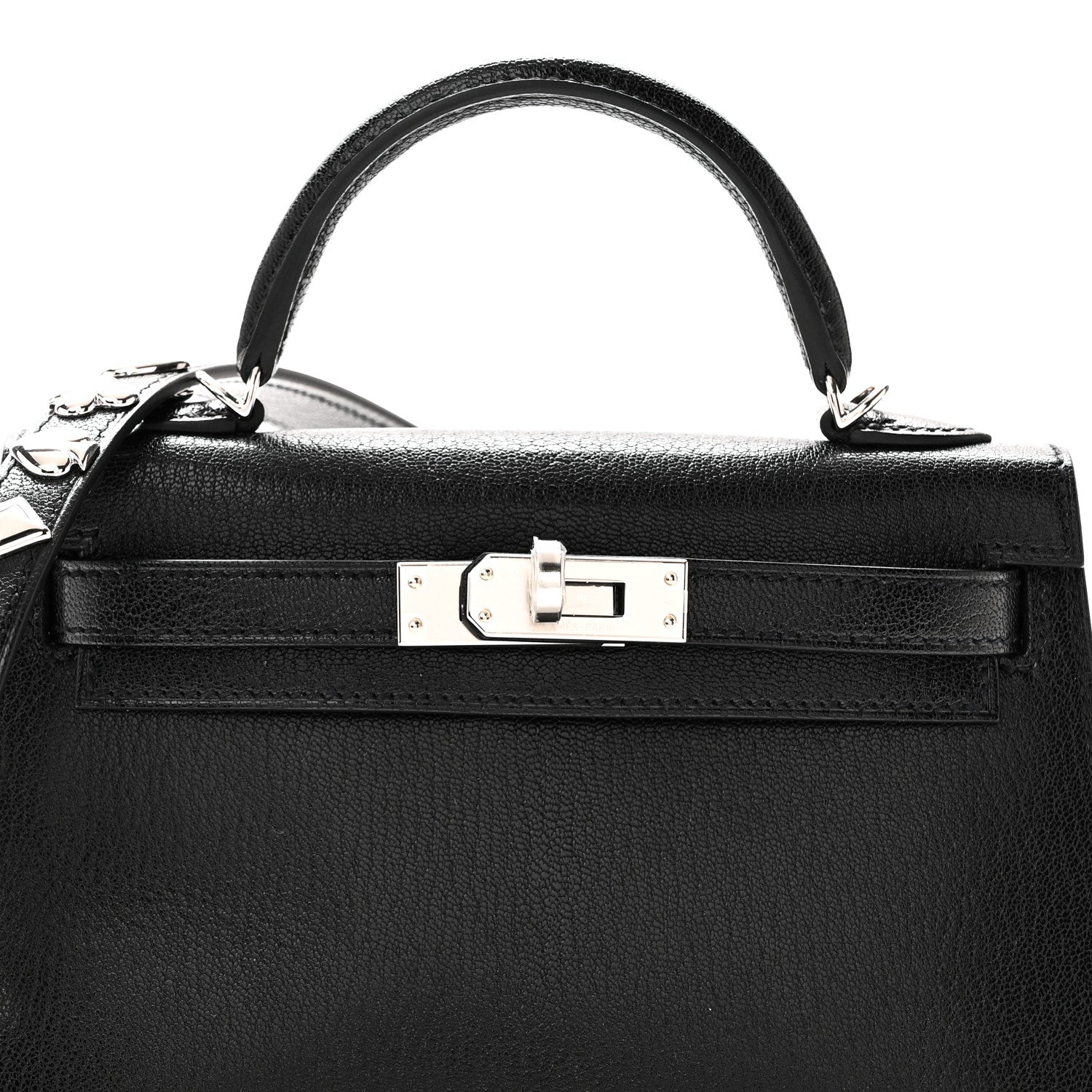 Hermes Chevre Chamkila Clou de Coeur Mini Kelly Sellier 20 Black 7 of 10