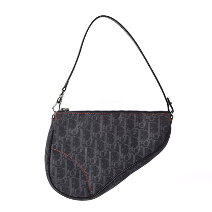 Christian Dior Denim Monogram Mini Saddle Pochette Navy 1 of 8