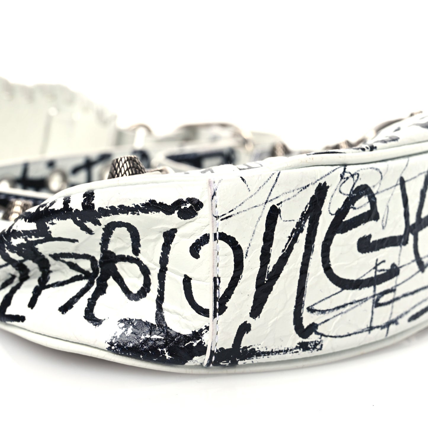 Agneau Arena Graffiti Le Cagole Shoulder Bag XS Black White