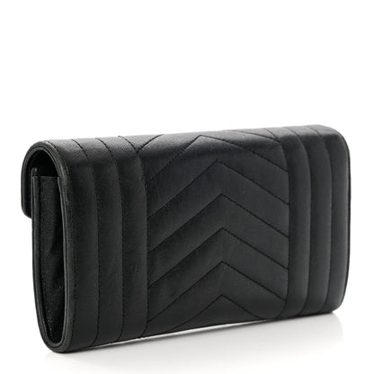 Saint Laurent Lambskin Mixed Matelasse Quilted Large Monogram Envelope Wallet Black 3 of 15